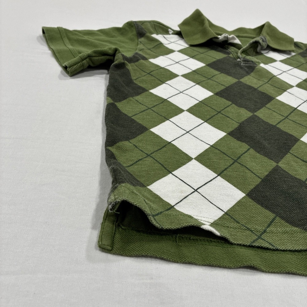 Old Navy Polo Shirt Women's Medium Green Argyle Print Cropped Y2K - Picture 3 of 9